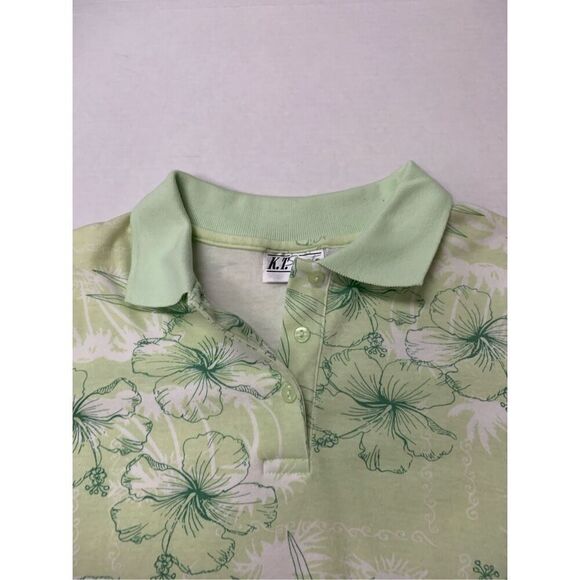 Vintage Foilage Patterned Polo Style Top - Picture 4 of 7